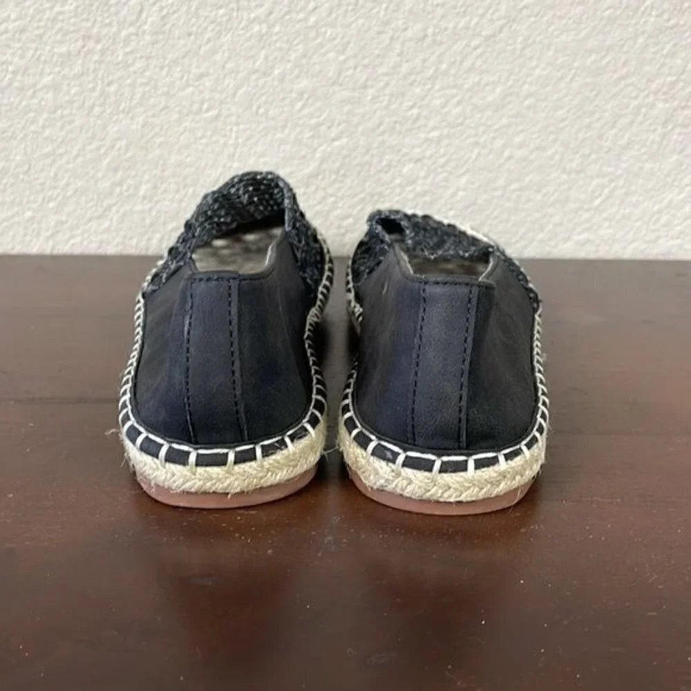 New Wanted Bristal Open Weave Cap Toe Espadrille Flats Loafer Shoes Black 6.5